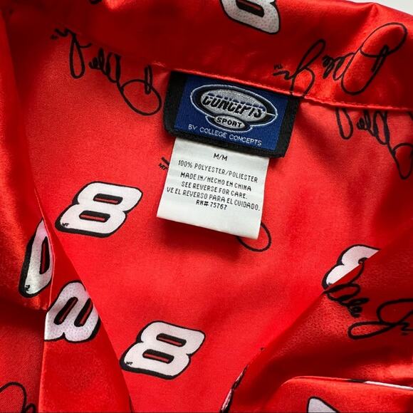 Dale‎ Earnhardt Jr. Satin Pajama Top Red Size M Short Sleeve Nascar Sleepwear - Picture 6 of 8